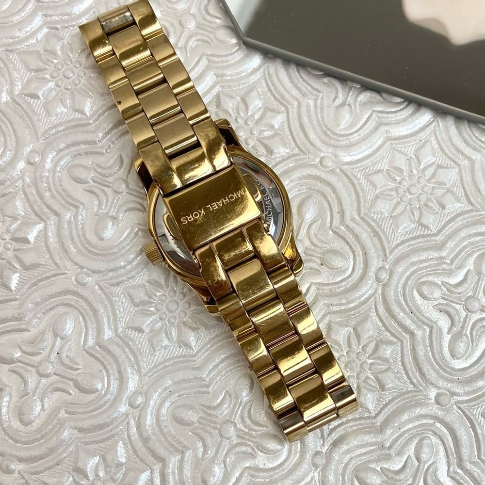 Michael Kors Mini Runway Crystal Accented Dial Gold-Tone Watch - Picture 10 of 16